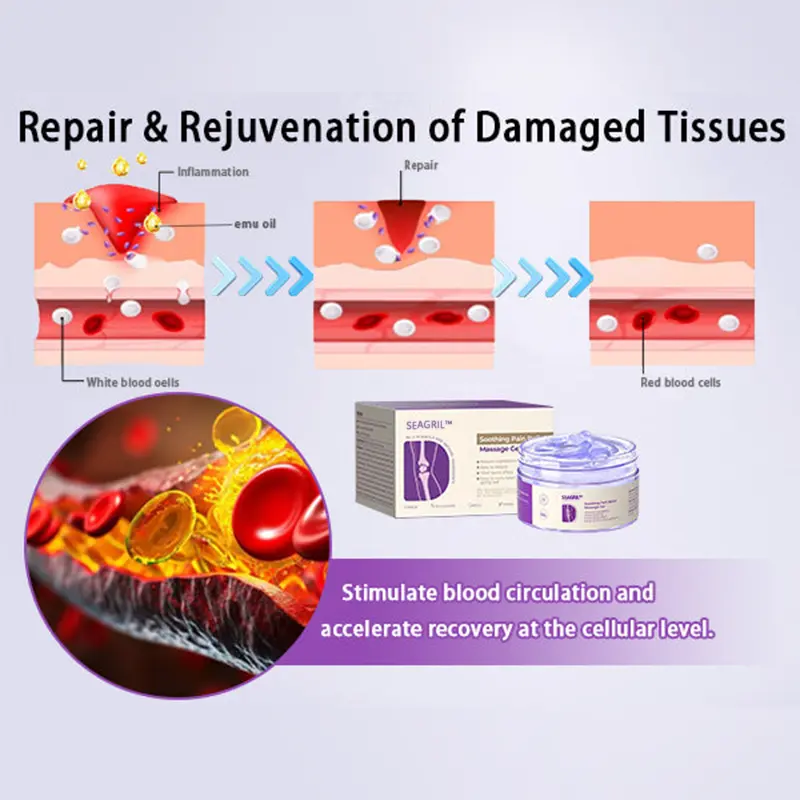 SEAGRIL™ Turmeric Emu Oil Arthritis Soothing Pain Relief Massage Gel American Osteopathic Association (AOA) Approved