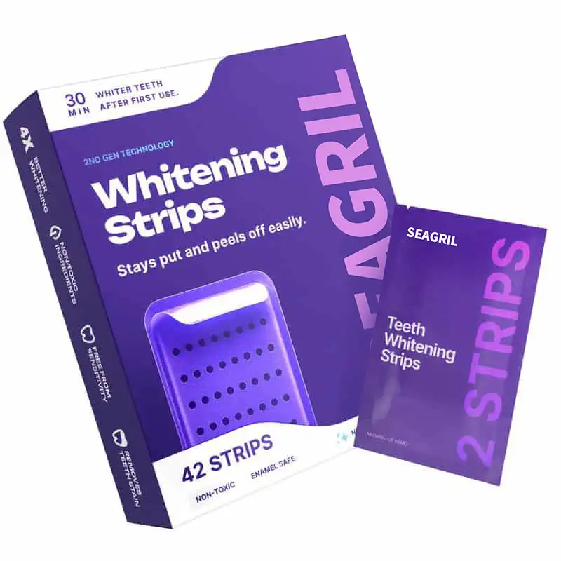 SEAGRIL™ Purple Teeth Whitening Strips 7/21 Treatments Peroxide-Free Enamel Safe No Tooth Sensitivity
