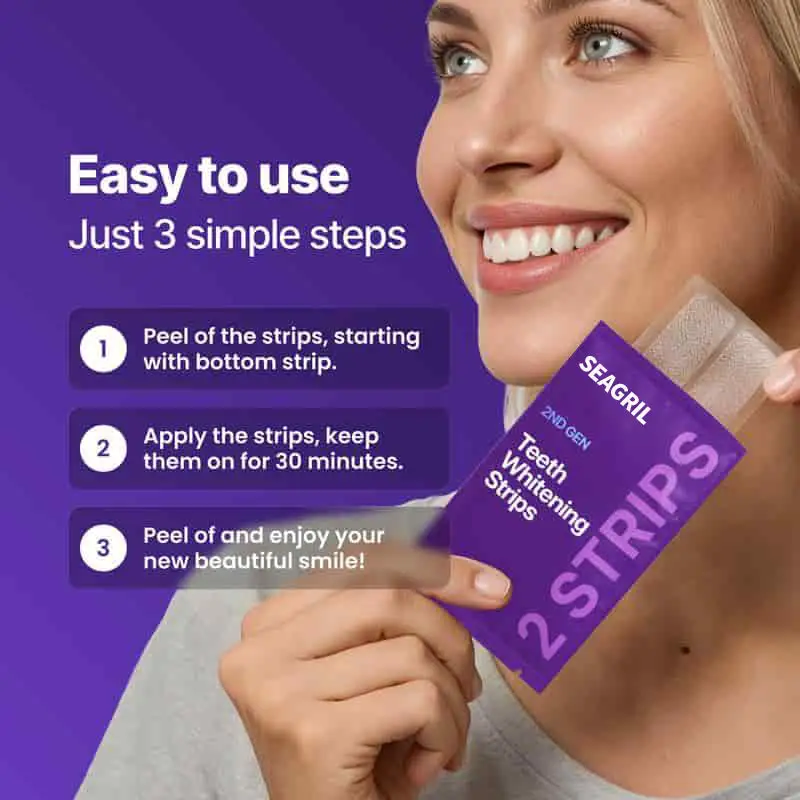 SEAGRIL™ Purple Teeth Whitening Strips 7/21 Treatments Peroxide-Free Enamel Safe No Tooth Sensitivity