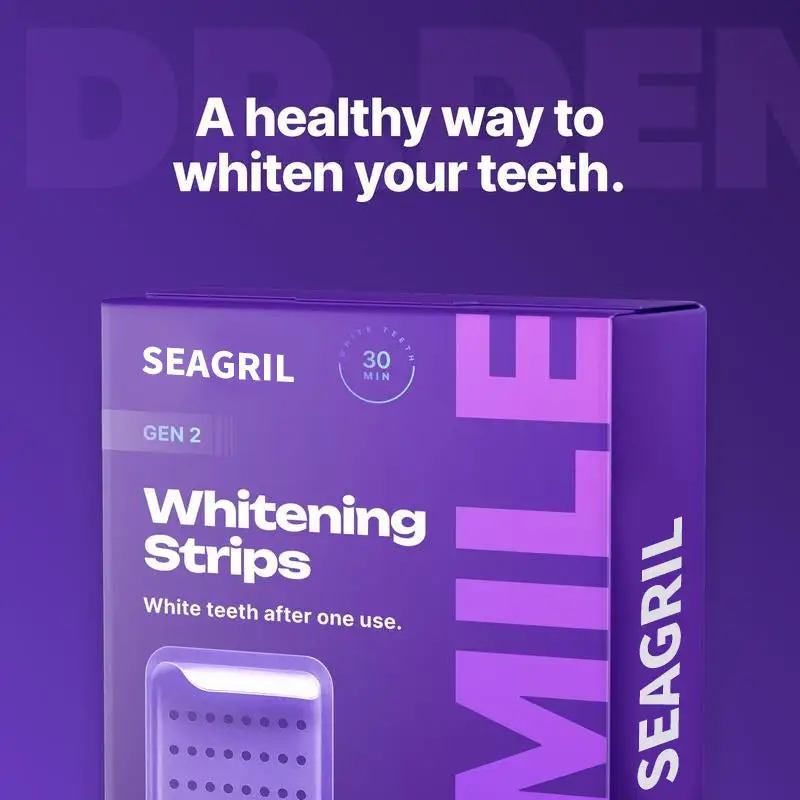 SEAGRIL™ Purple Teeth Whitening Strips 7/21 Treatments Peroxide-Free Enamel Safe No Tooth Sensitivity