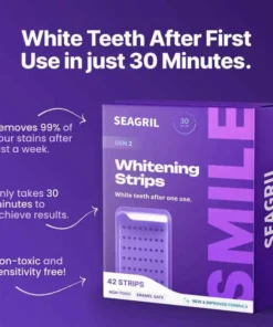SEAGRIL™ Purple Teeth Whitening Strips 7/21 Treatments Peroxide-Free Enamel Safe No Tooth Sensitivity